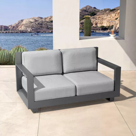 Eminza Salon De Jardin Aluminium 4 Places 4 Pcs Elba Gris Anthracite