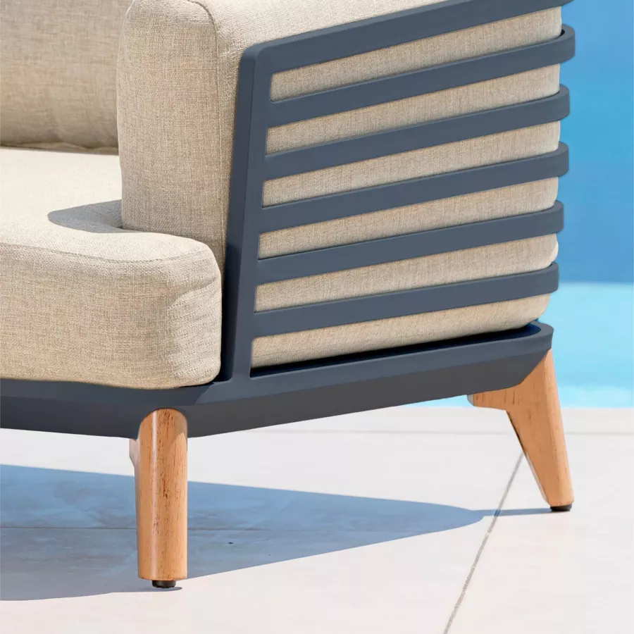Eminza Salon De Jardin Aluminium 4 Places 5 Pcs Monte Carlo Gris Anthracite Et Beige