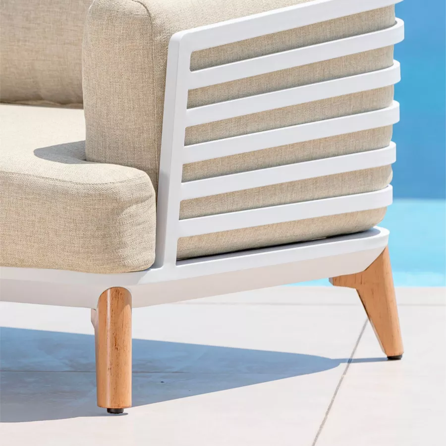 Eminza Salon De Jardin Aluminium 4 Places 5 Pcs Monte Carlo Blanc Et Beige