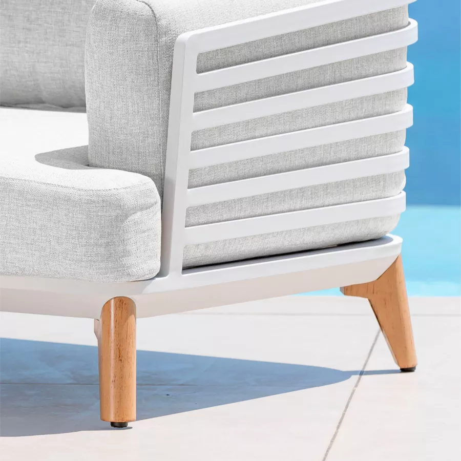 Eminza Salon De Jardin Aluminium 4 Places 5 Pcs Monte Carlo Blanc Et Gris Clair