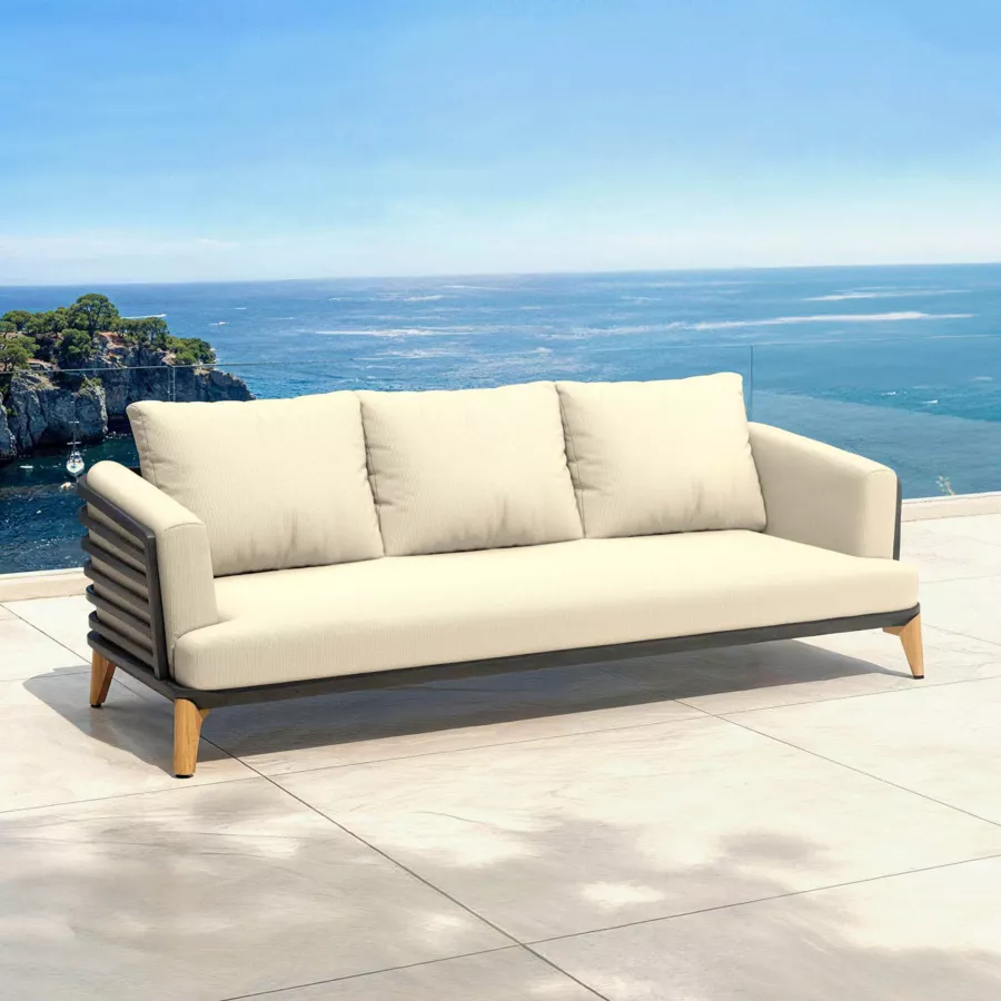 Eminza Salon De Jardin Aluminium 5 Places 4 Pcs Monte Carlo Gris Anthracite Et Beige