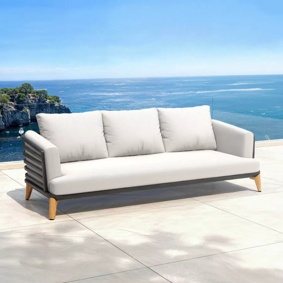Eminza Salon De Jardin Aluminium 5 Places 4 Pcs Monte Carlo Gris Anthracite Et Gris Clair