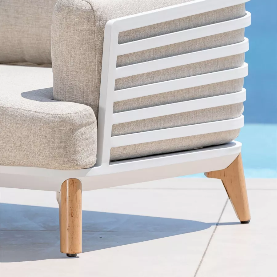 Eminza Salon De Jardin Aluminium 5 Places 5 Pcs Monte Carlo Blanc Et Taupe