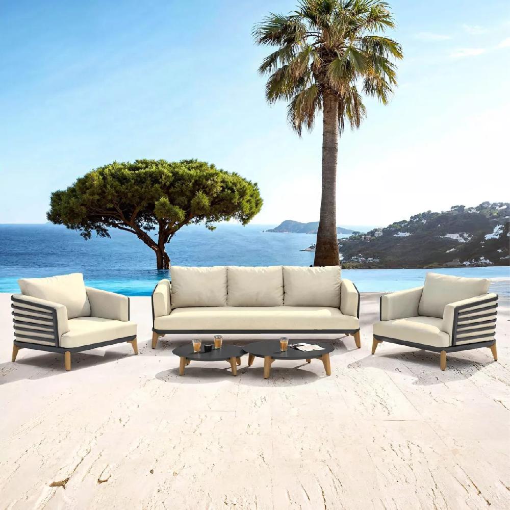 eminza Salon de jardin aluminium 5 places 5 pcs Monte Carlo Gris anthracite et beige