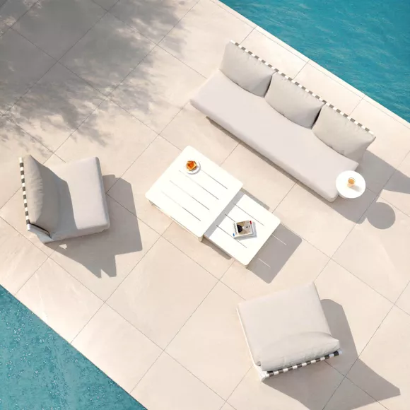 Eminza Salon De Jardin Aluminium 5 Places Long Beach Blanc