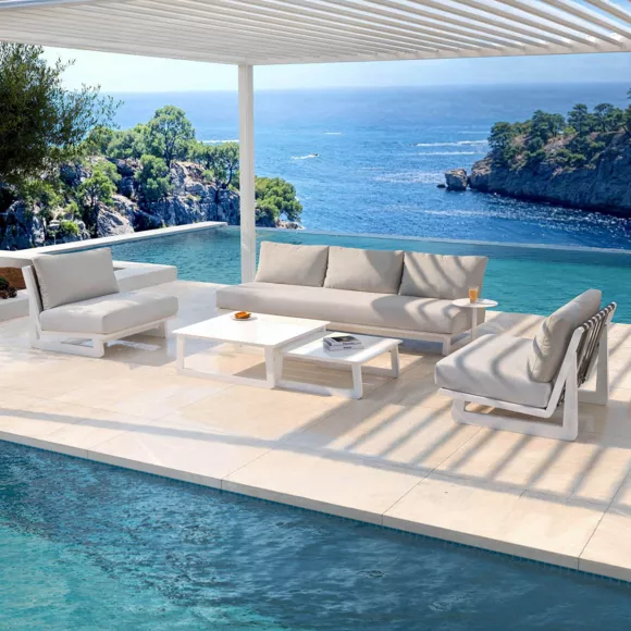 Eminza Salon De Jardin Aluminium 5 Places Long Beach Blanc