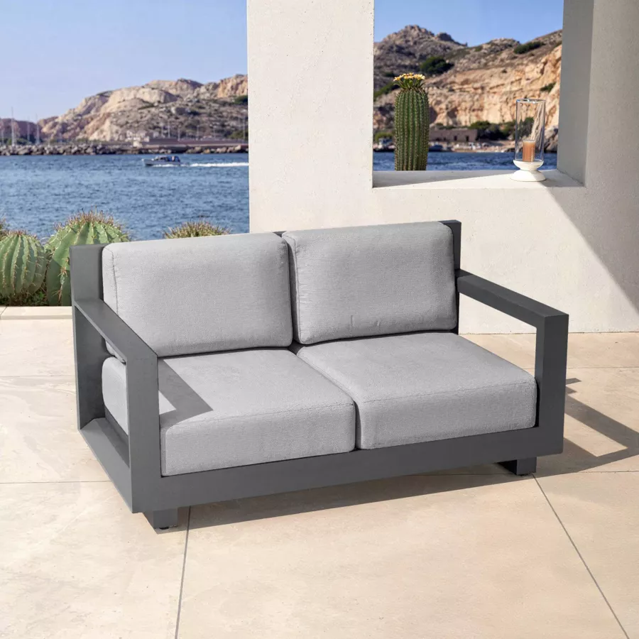 Eminza Salon De Jardin Aluminium 7 Places 5 Pcs Elba Gris Anthracite