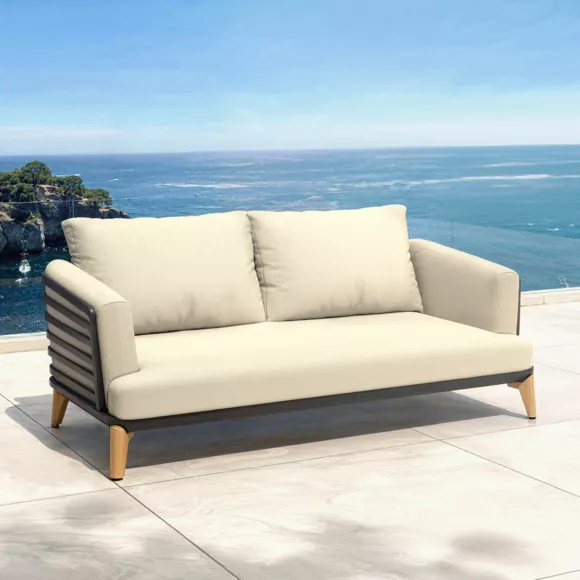 Eminza Salon De Jardin Aluminium 7 Places 6 Pcs Monte Carlo Gris Anthracite Et Beige