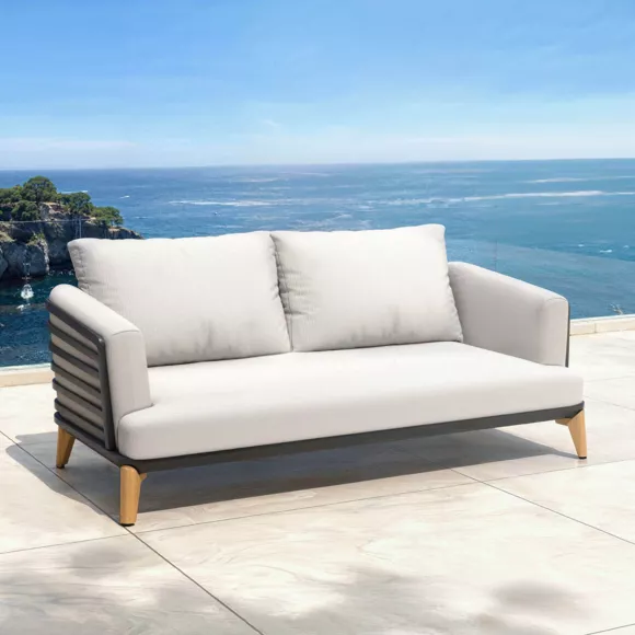 Eminza Salon De Jardin Aluminium 7 Places 6 Pcs Monte Carlo Gris Anthracite Et Gris Clair