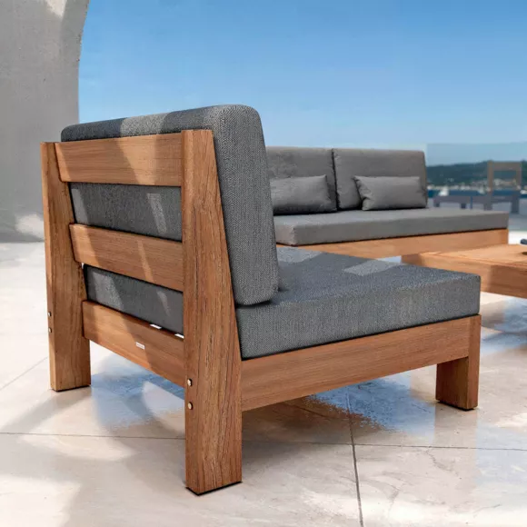 Eminza Salon De Jardin D'angle En Bois D'acacia 2 Places 3 Pcs Borneo Gris Anthracite