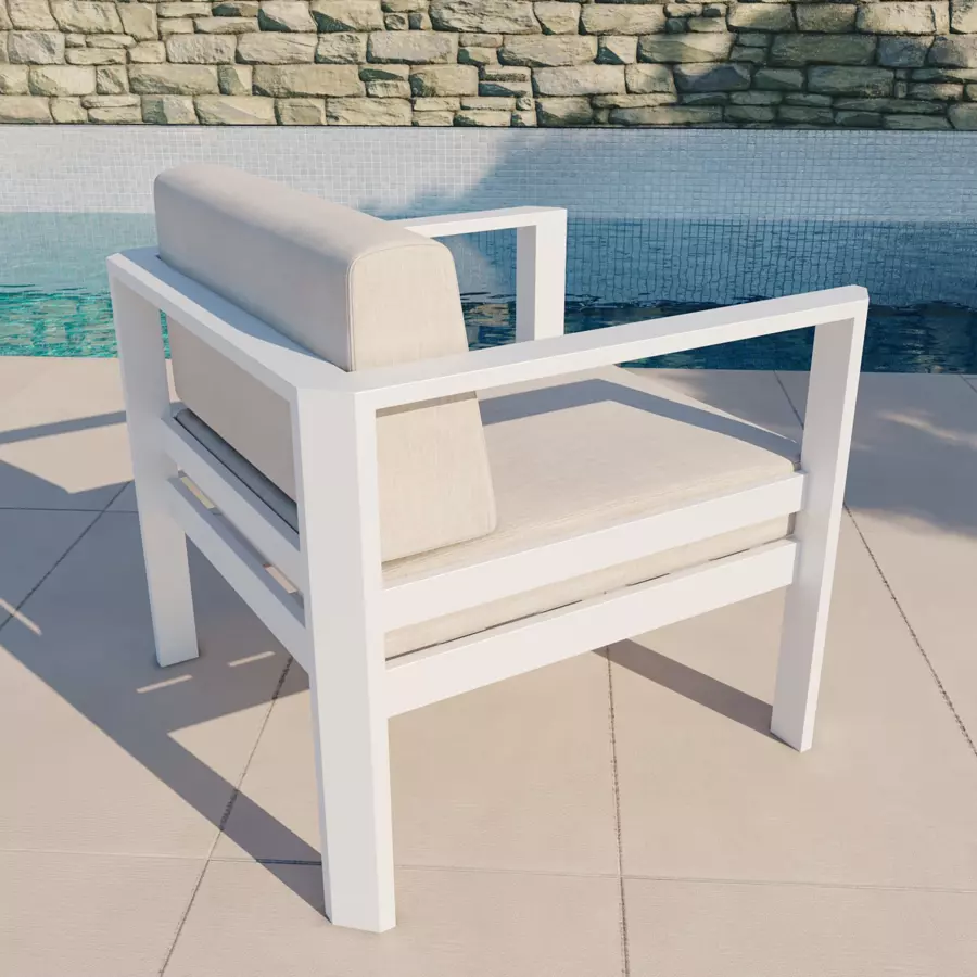 Eminza Salon De Jardin En Aluminium 4 Places Ostara Blanc Et Taupe