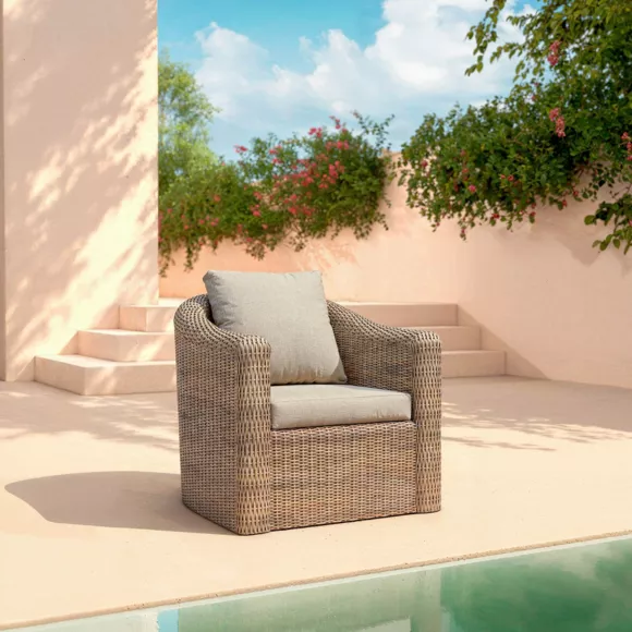 Eminza Salon De Jardin En Résine Tressée 4 Places 4 Pcs Calvi Sepia Et Taupe