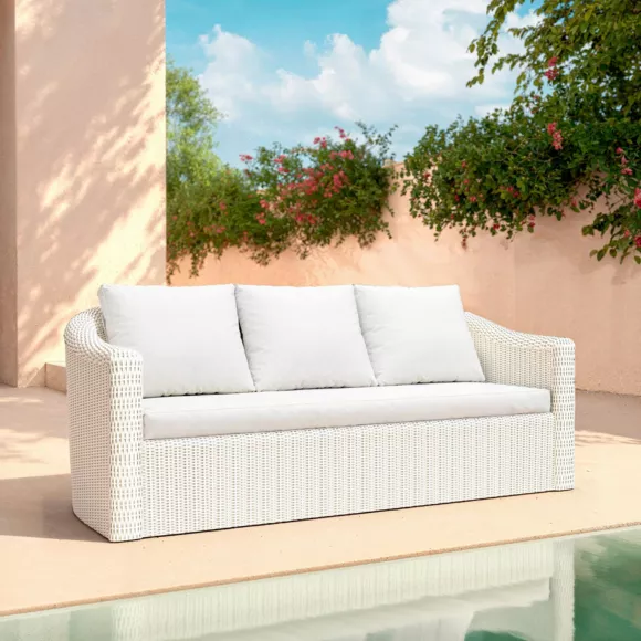 Eminza Salon De Jardin En Résine Tressée 5 Places 4 Pcs Calvi Blanc