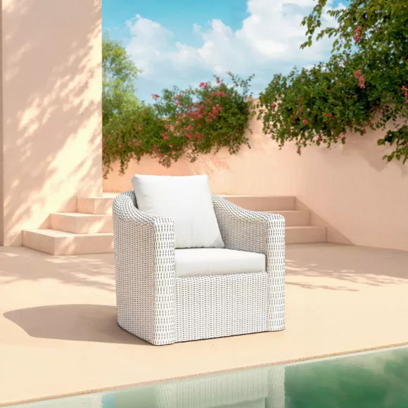 Eminza Salon De Jardin En Résine Tressée 5 Places 4 Pcs Calvi Blanc