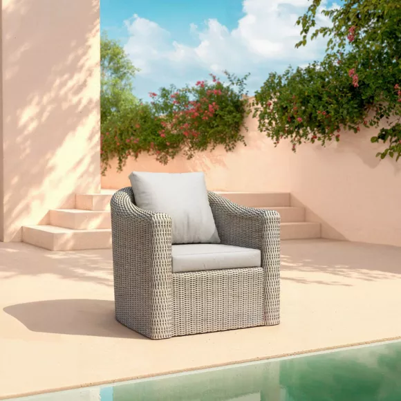Eminza Salon De Jardin En Résine Tressée 5 Places 4 Pcs Calvi Gris Et Gris Clair