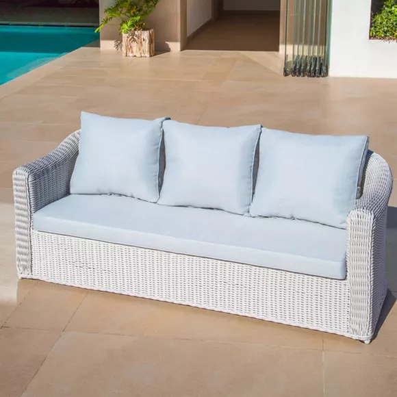 Eminza Salon De Jardin En Résine Tressée 5 Places 4 Pcs Calvi Blanc Et Gris Clair