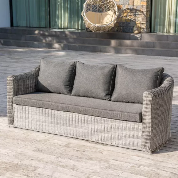 Eminza Salon De Jardin En Résine Tressée 5 Places 4 Pcs Calvi Gris Et Gris Foncé