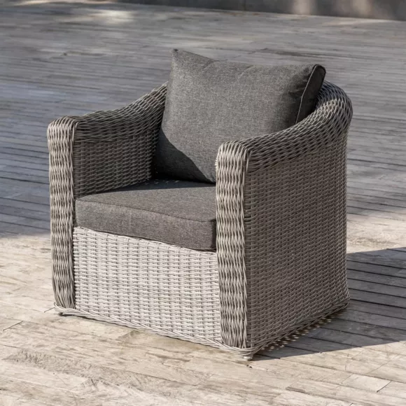 Eminza Salon De Jardin En Résine Tressée 7 Places 5 Pcs Calvi Gris Et Gris Foncé
