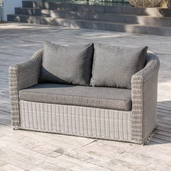 Eminza Salon De Jardin En Résine Tressée 7 Places 5 Pcs Calvi Gris Et Gris Foncé