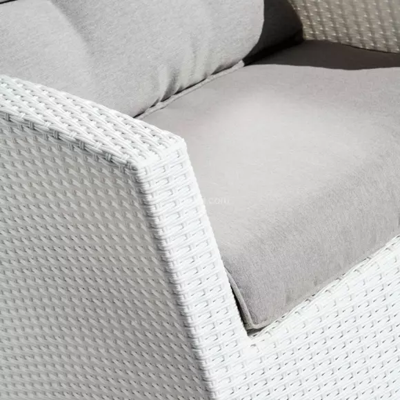 Eminza Salon De Jardin En Résine Tressée 7 Places Tivoli Blanc Et Taupe