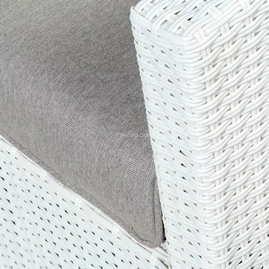 Eminza Salon De Jardin En Résine Tressée 7 Places Tivoli Blanc Et Taupe