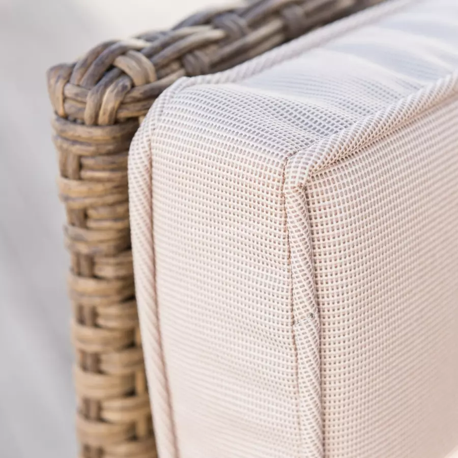 Eminza Salon De Jardin Encastrable Résine Tressée 4 Places Menorca Sépia Et Beige