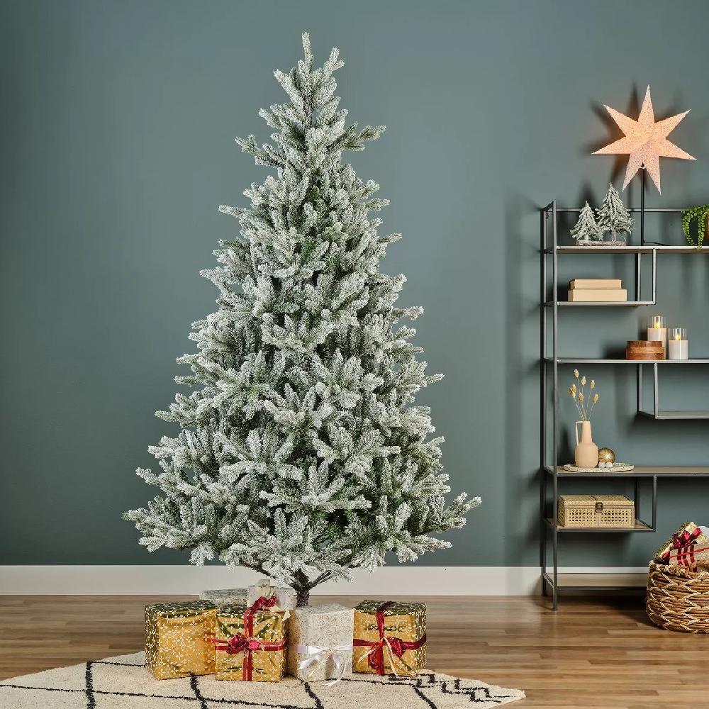eminza Sapin artificiel de Noël Allix H150 cm Vert enneigé