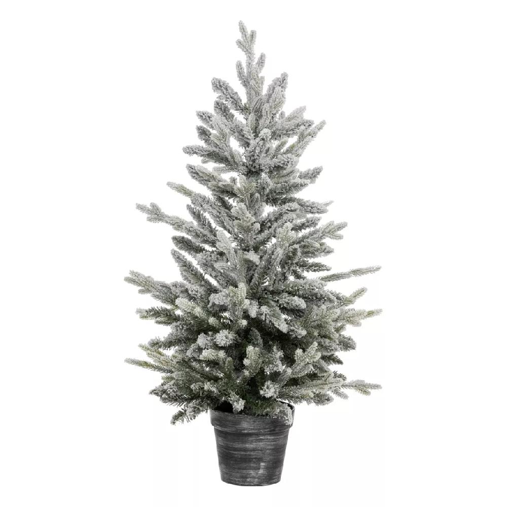 eminza Sapin artificiel de Noël en pot H100 cm Frosty Vert enneigé