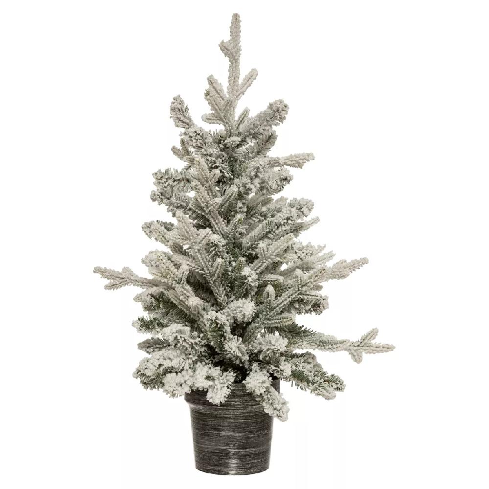 eminza Sapin artificiel de Noël en pot (H70 cm) Frosty Vert enneigé