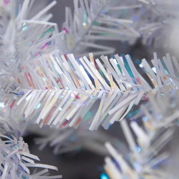 Eminza Sapin Artificiel De Noël H180 Cm Odense Blanc Irisé Et Pailleté