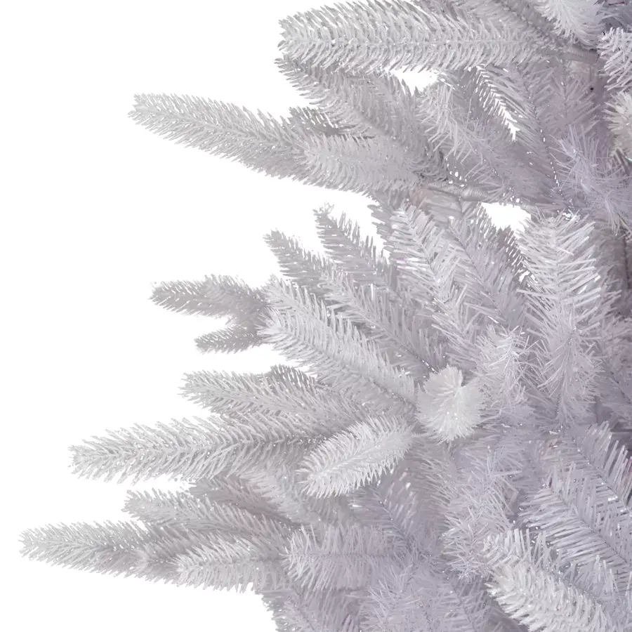 Eminza Sapin Artificiel De Noël H210 Cm Odense Blanc Irisé Et Pailleté