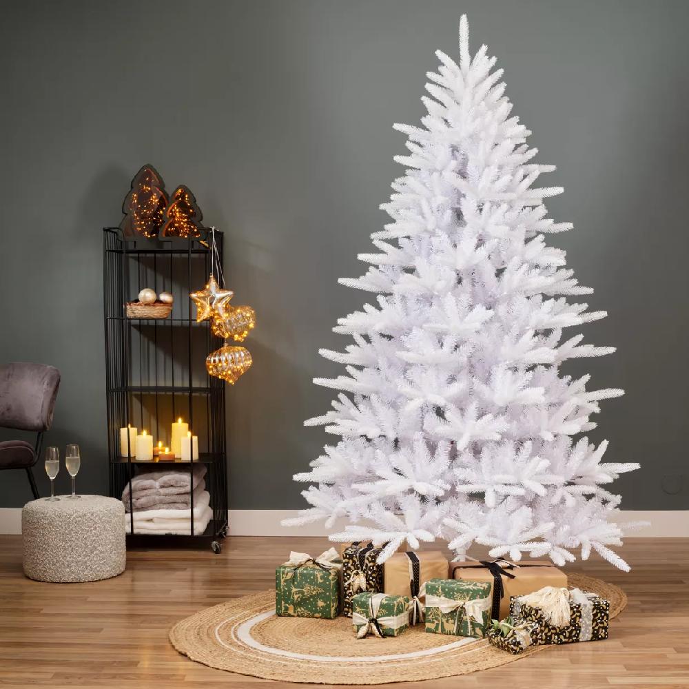eminza Sapin artificiel de Noël H210 cm Odense Blanc irisé et pailleté