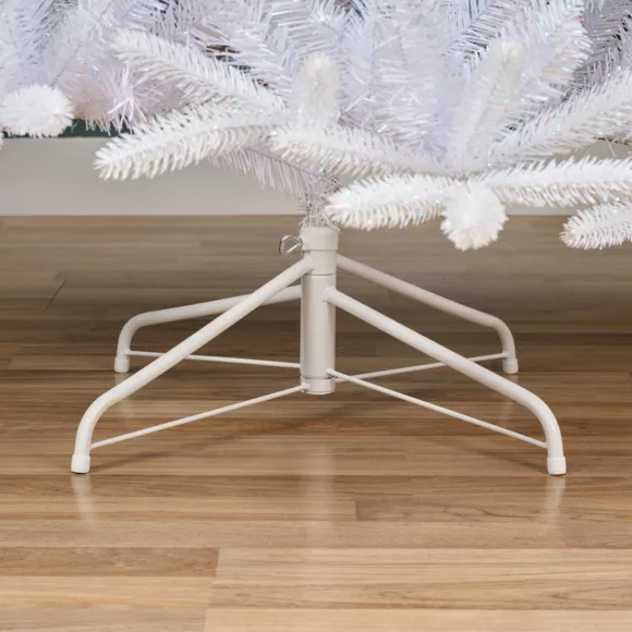 Eminza Sapin Artificiel De Noël H240 Cm Odense Blanc Irisé Et Pailleté
