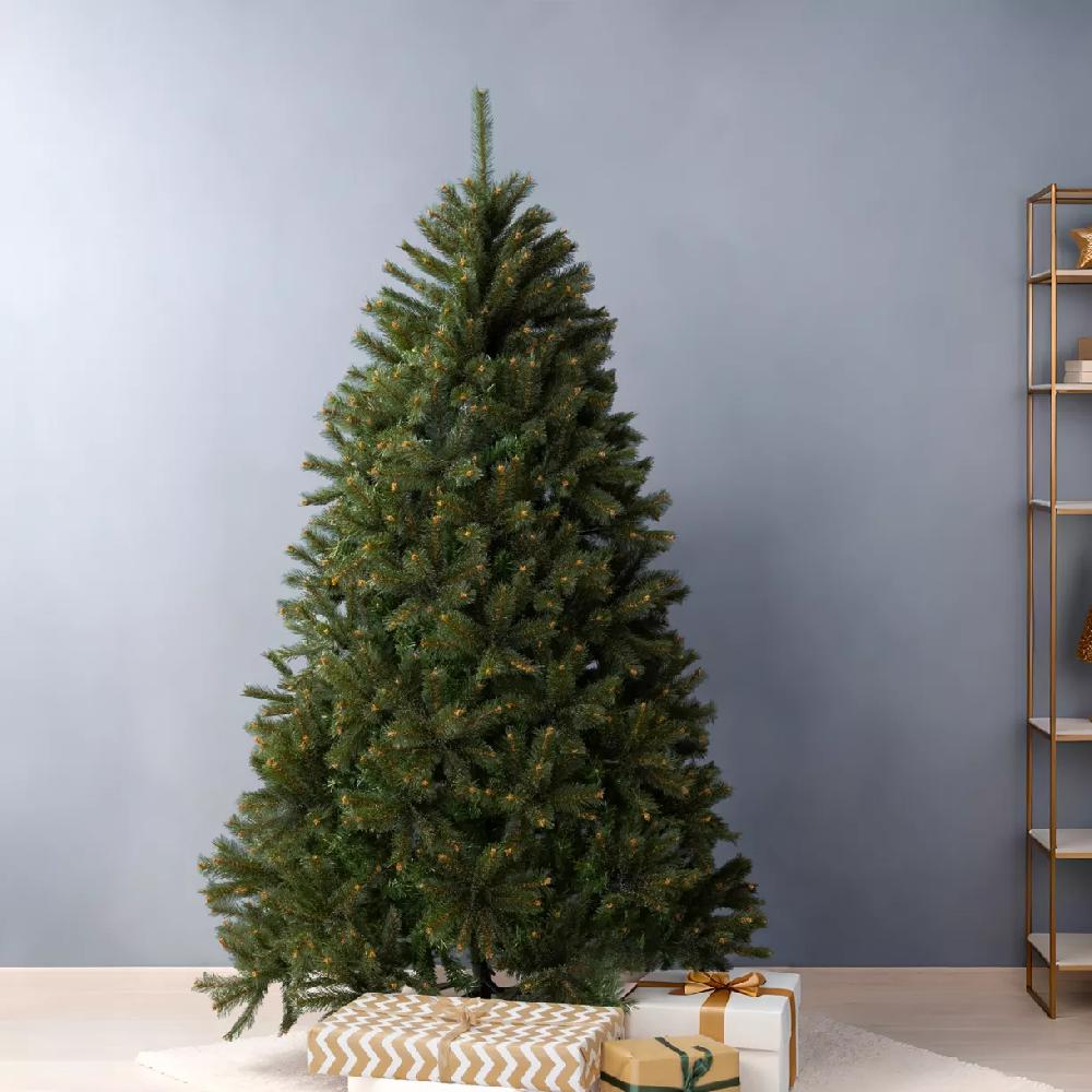 eminza Sapin artificiel de Noël H240 cm Stockholm Vert finition perlée
