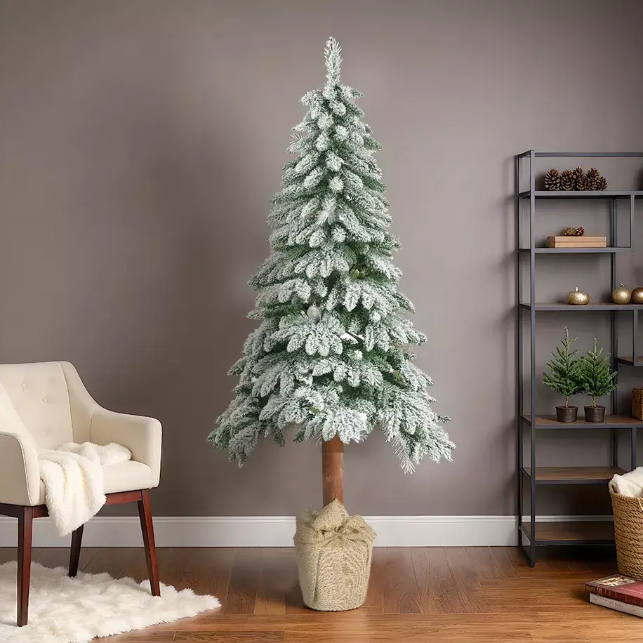 eminza Sapin artificiel de Noël H270 cm Tora Vert enneigé