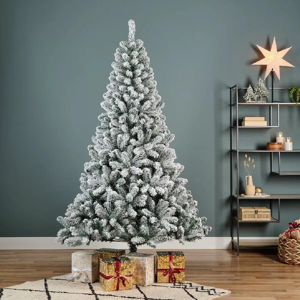 eminza Sapin artificiel de Noël King H210 cm Vert enneigé