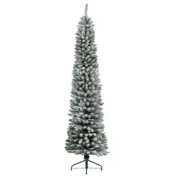 Eminza Sapin Artificiel De Noël Narrow H210 Cm Vert Enneigé