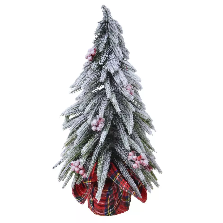 eminza Sapin artificiel de table (H20 cm) Baies et tartan écossais