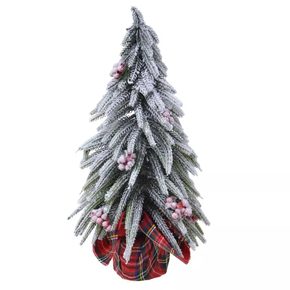 eminza Sapin artificiel de table (H27 cm) Baies et tartan écossais