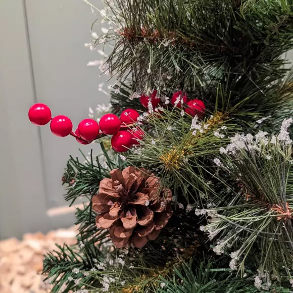 Eminza Sapin Artificiel De Table (H60 Cm) Pomme De Pin Vert Enneigé