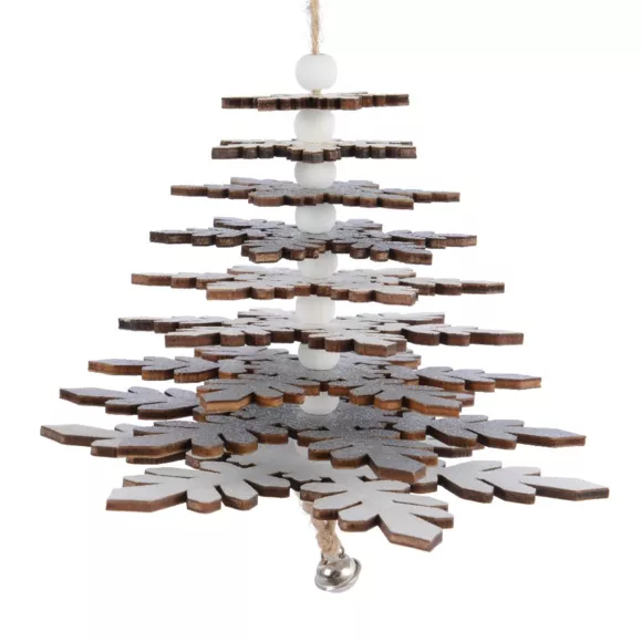 Eminza Sapin De Noël à Suspendre En Bois (H24 Cm) Douglas Blanc