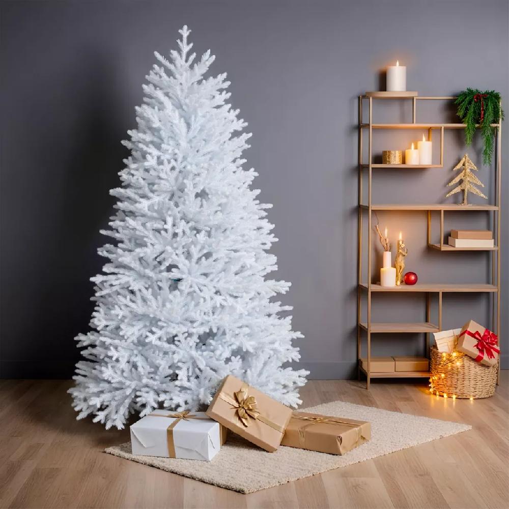 eminza Sapin de Noël artificiel H210 cm Quebec Blanc