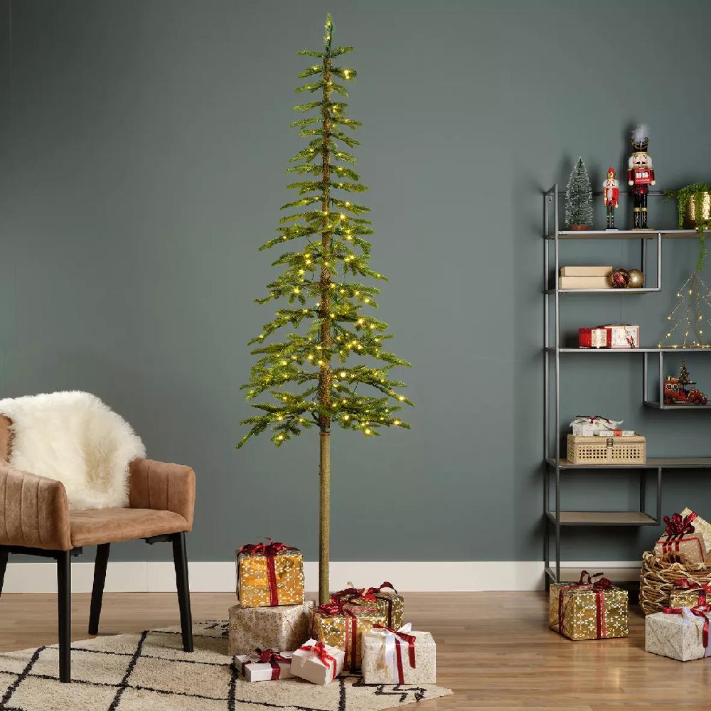 eminza Sapin de Noël artificiel lumineux 250 LED H240 cm Sierra Vert sapin