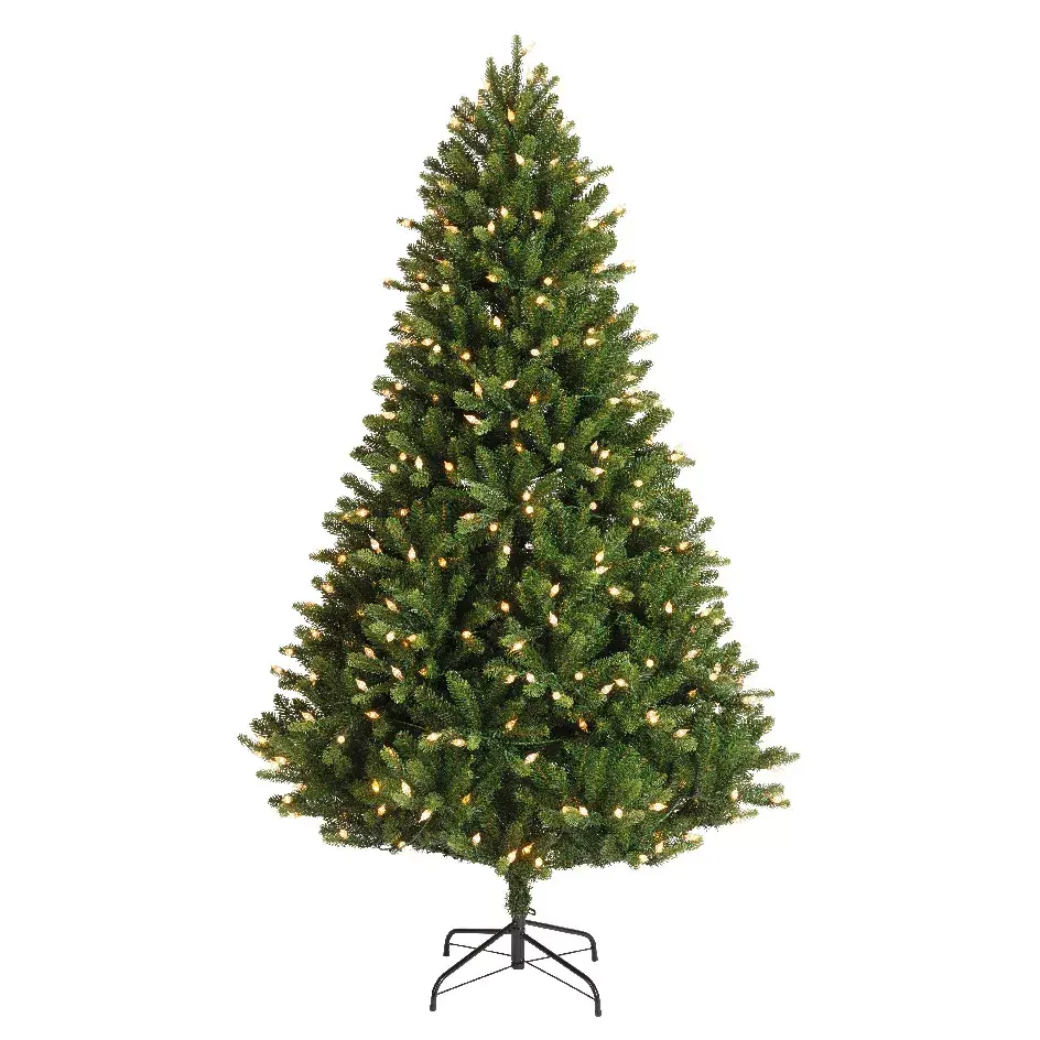 eminza Sapin de Noël artificiel lumineux 320 LED H180 cm Barrow Vert sapin