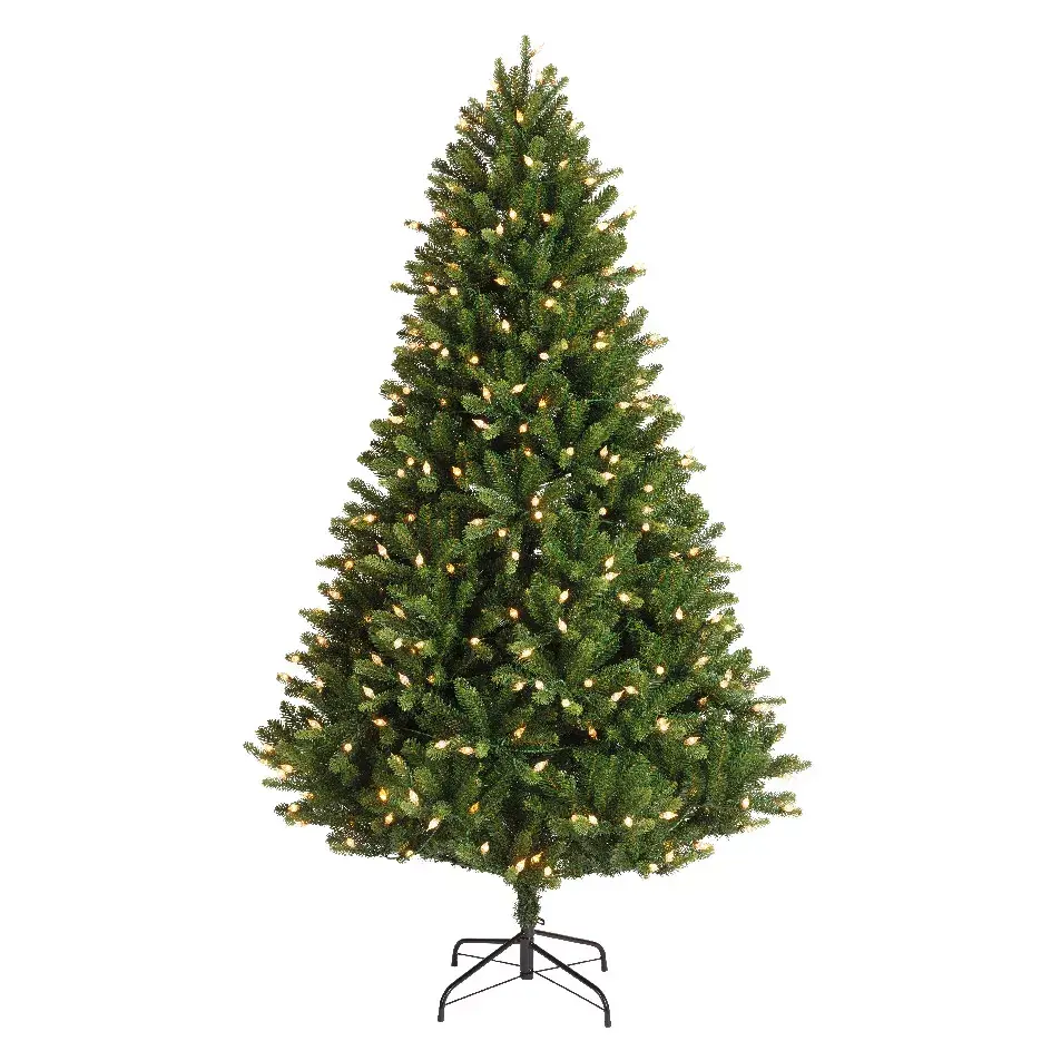 eminza Sapin de Noël artificiel lumineux 400 LED H210 cm Barrow Vert sapin