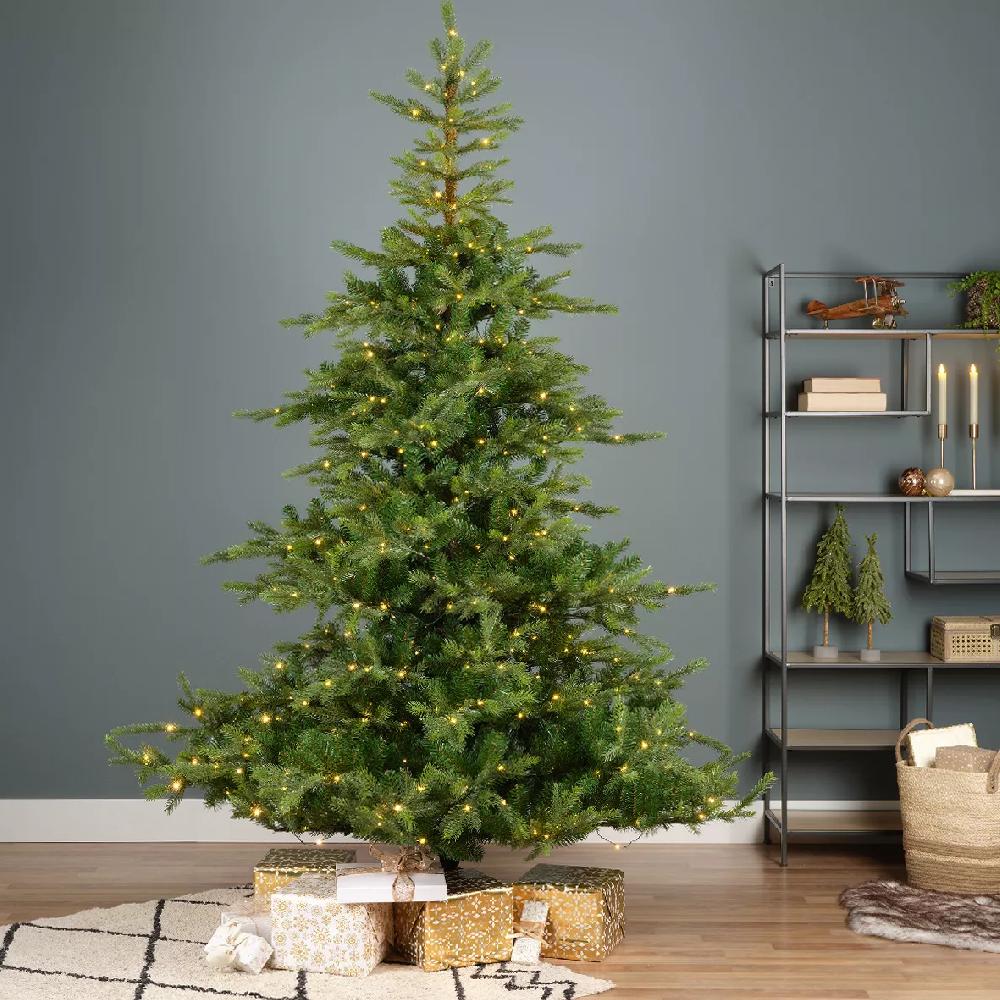 eminza Sapin de Noël artificiel lumineux 550 LED H210 cm Glorious Vert sapin