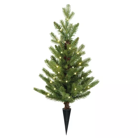 Eminza Sapin De Noël Artificiel Lumineux H60 Cm Allix à Piquer Dans Le Sol Blanc Chaud