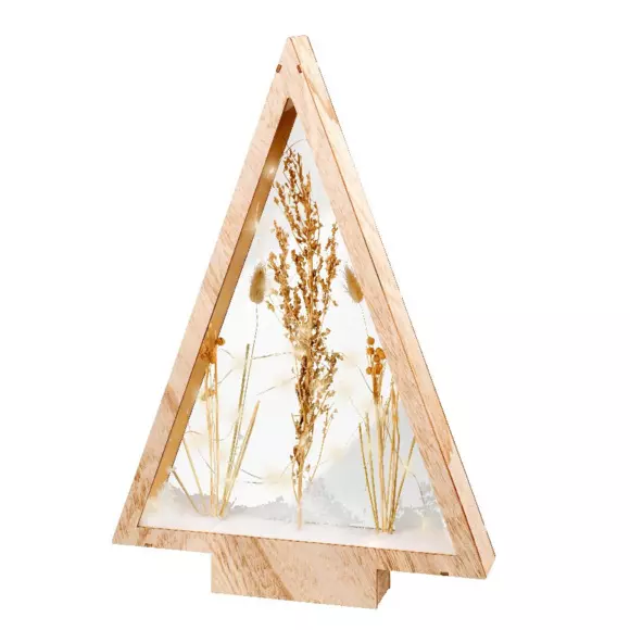 Eminza Sapin De Noël Lumineux à Piles 40 LED (H47 Cm) Wood Blanc Chaud