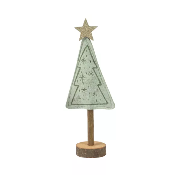 Eminza Sapin En Feutrine à Poser (H27 Cm) Alpin Menthe Blanche
