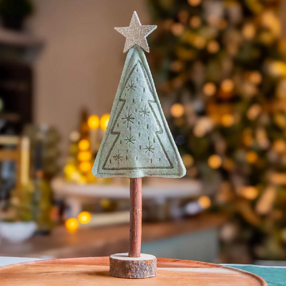 eminza Sapin en feutrine à poser (H27 cm) Alpin Menthe blanche
